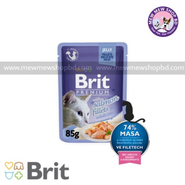 Brit Premium Adult Cat Pouch Fillets With Salmon In Jelly