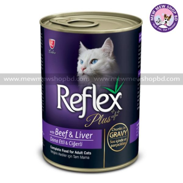 Reflex Plus Adult Cat Can Food with Beef & Liver 400g