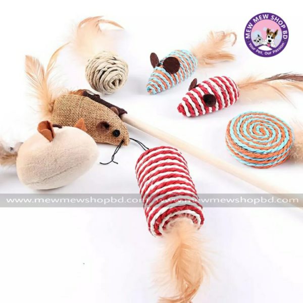 7pcs Toy Set with Wooden Teaser Toy