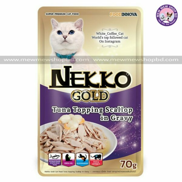 Nekko Gold Pouch Tuna Topping Scallop In Gravy 70g