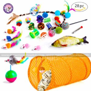28pcs Pet Cat Toy Set with Tunnel Toy