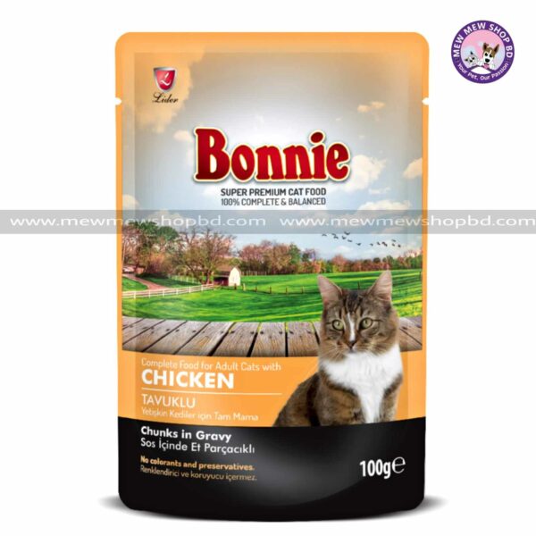 Bonnie adult pouch cat food Chicken chunks in gravy 100g