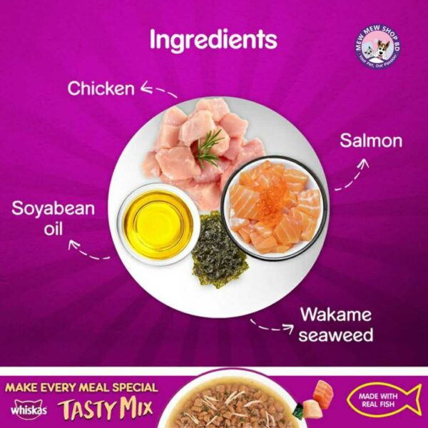 Whiskas Tasty Mix – Chicken Salmon In Gravy, 1+ Year 70 g